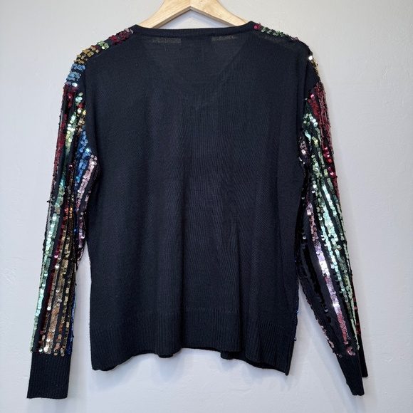 Oliver.O | Multicolored Sequins Embellished Metallic Jewel Tone Knit Sweater - Picture 5 of 16